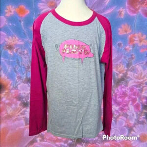Vintage y2k Anthill Rock Ware  Pink Floyd Sequin Pig Shirt XL  Girls 15